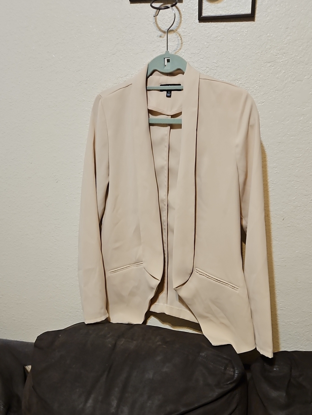 Lulu's Beige Open-Front Draped Blazer